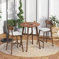 Set da pranzo moderno di 3 pezzi con tavolo rotondo in legno e 2 sgabelli da bar imbottiti in legno massiccio per sala da pranzo, bar e soggiorno