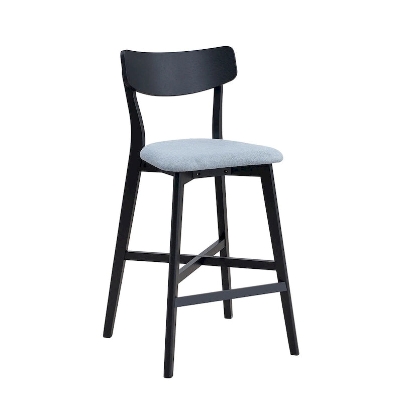 Set da pranzo moderno di 3 pezzi con tavolo rotondo in legno e 2 sgabelli da bar imbottiti in legno massiccio per sala da pranzo, bar e soggiorno