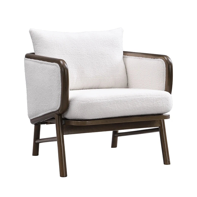 Set di 2 Poltrone Accent in Tessuto Sherpa, Poltrona Imbottita con Struttura in Legno Massello