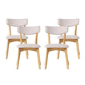 Sedie da pranzo imbottite in legno di gomma stile Mid-Century Modern, set da 4