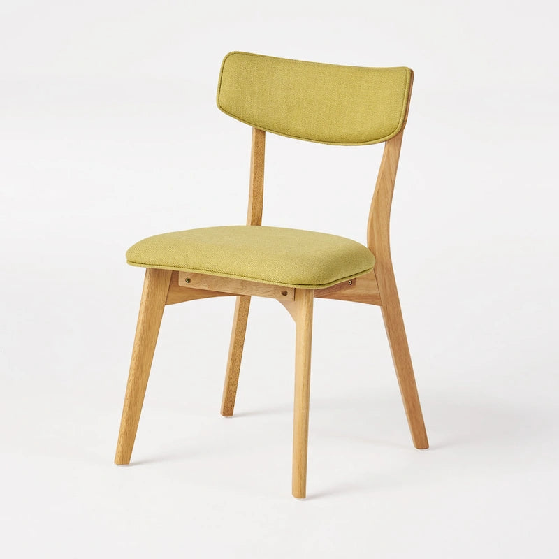 Sedie da pranzo imbottite in legno di gomma stile Mid-Century Modern, set da 4