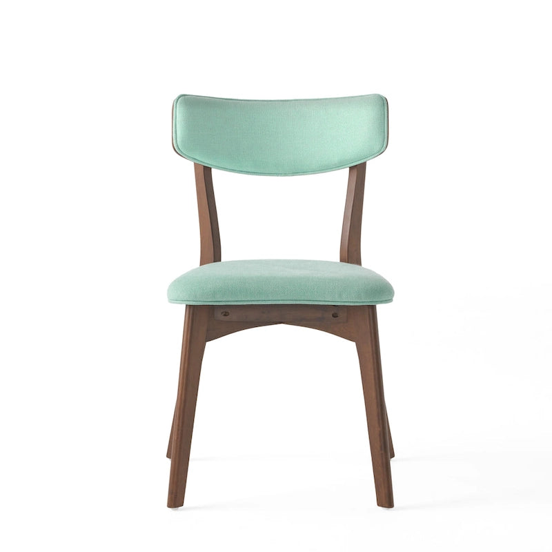 Sedie da pranzo imbottite in legno di gomma stile Mid-Century Modern, set da 4