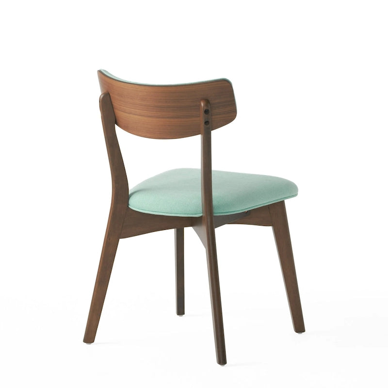 Sedie da pranzo imbottite in legno di gomma stile Mid-Century Modern, set da 4