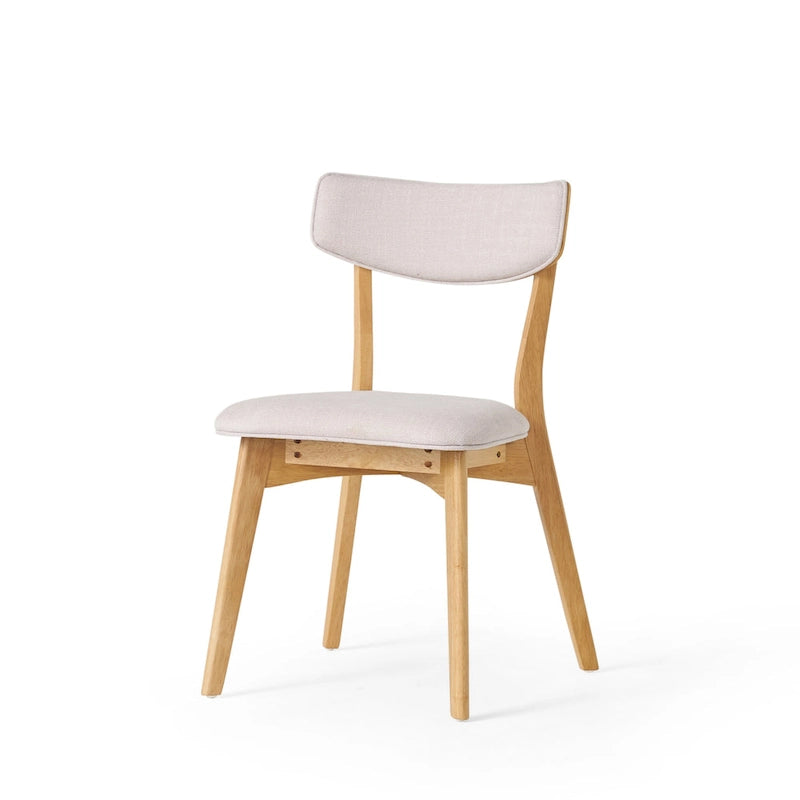 Sedie da pranzo imbottite in legno di gomma stile Mid-Century Modern, set da 4