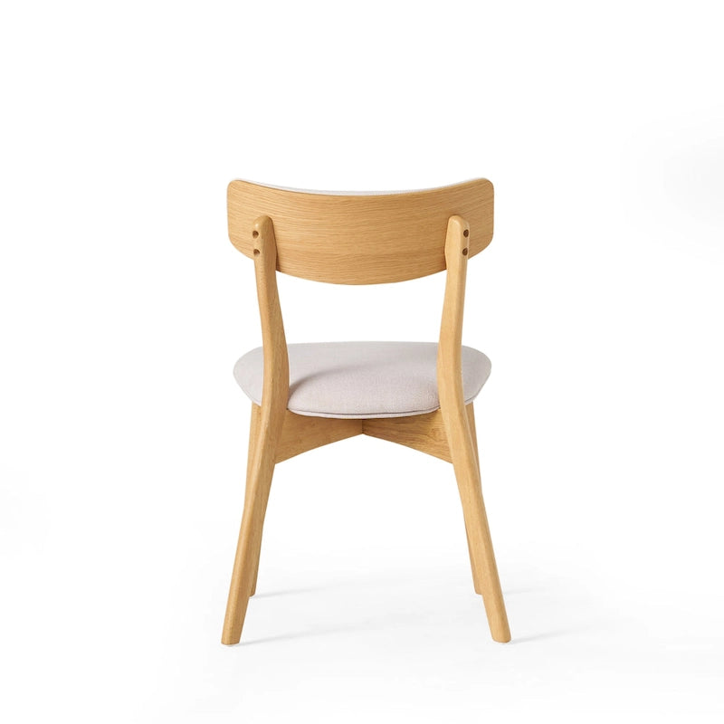 Sedie da pranzo imbottite in legno di gomma stile Mid-Century Modern, set da 4