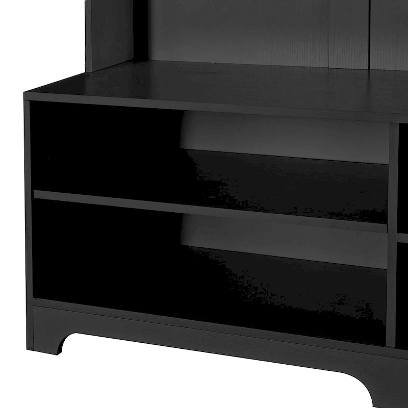 Appendiabiti Moderno con Scarpiera, Mobile Porta Scarpe, Ripiani e Pannello Forato, per Ingresso e Corridoio, Soggiorno