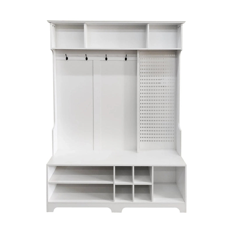 Appendiabiti Moderno con Scarpiera, Mobile Porta Scarpe, Ripiani e Pannello Forato, per Ingresso e Corridoio, Soggiorno