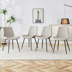 Dining Chair Set of 4, Family Dining Chair with Leather Backrest, Comfortable Kitchen Dining Chair with Extra Wide Cushion