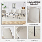 Set di 4 sedie da pranzo, sedia da pranzo familiare con schienale in pelle, sedia da pranzo comoda per cucina con cuscino extra largo