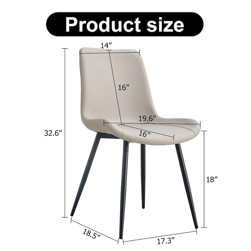 Set di 4 sedie da pranzo, sedia da pranzo familiare con schienale in pelle, sedia da pranzo comoda per cucina con cuscino extra largo