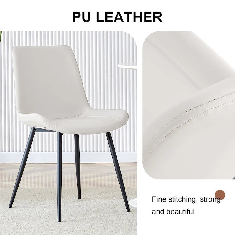 Set di 4 sedie da pranzo, sedia da pranzo familiare con schienale in pelle, sedia da pranzo comoda per cucina con cuscino extra largo