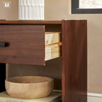 Comodino moderno in legno massello con 1 cassetto, facile da montare