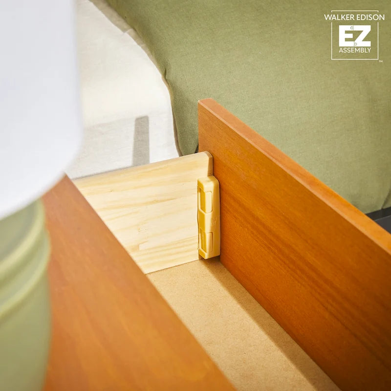 Comodino moderno in legno massello con 1 cassetto, facile da montare
