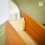 Comodino moderno in legno massello con 1 cassetto, facile da montare