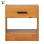 Comodino moderno in legno massello con 1 cassetto, facile da montare