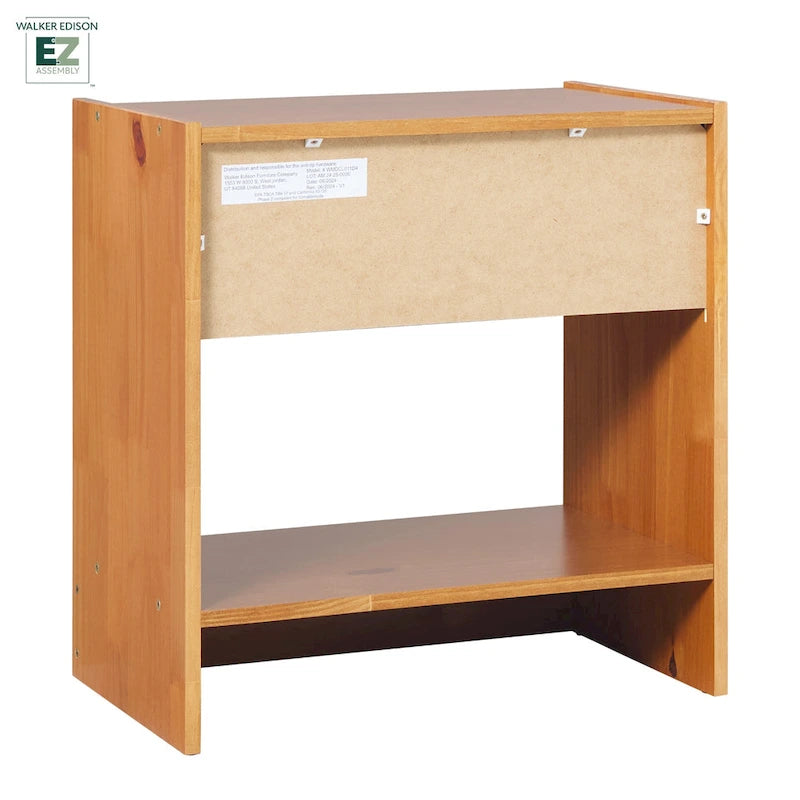 Comodino moderno in legno massello con 1 cassetto, facile da montare