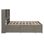 Letto a piattaforma Queen Size con testiera contenitore e 8 cassetti, Grigio