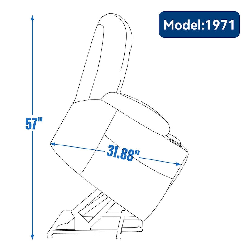 Poltrona reclinabile elettrica spaziosa grigia con massaggio, calore, due porte USB, ricarica tipo C e portabicchieri