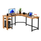 Scrivania moderna per PC da gaming a L con struttura in legno e nera per studio in ufficio domestico
