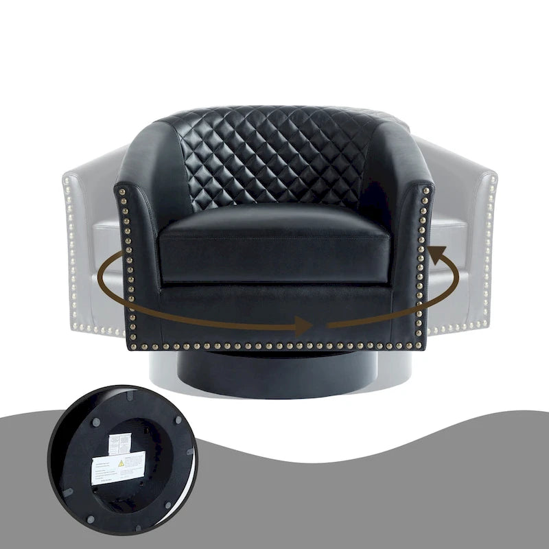 Set di 2 Poltrone Girevoli a Barilotto in Similpelle con Borchie
