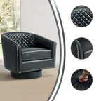 Set di 2 Poltrone Girevoli a Barilotto in Similpelle con Borchie