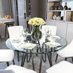 Round Tempered Glass Table Top Clear Glass Thick Beveled Polished Edge