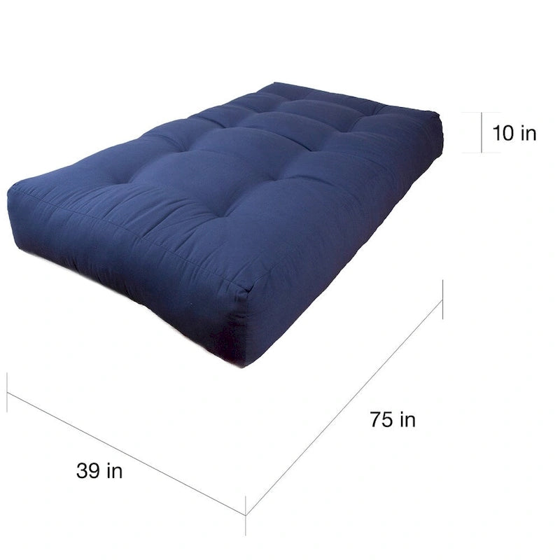 Materasso futon gemello in twill di schiuma ad alta densità da 10 pollici - Colori multipli