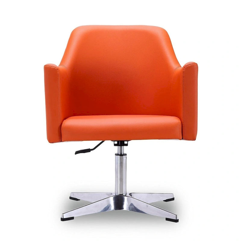 Sedie girevoli accentate in similpelle cromata con altezza regolabile, set da 2