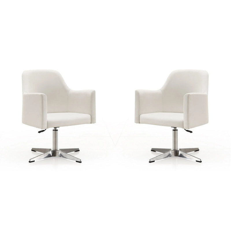 Sedie girevoli accentate in similpelle cromata con altezza regolabile, set da 2