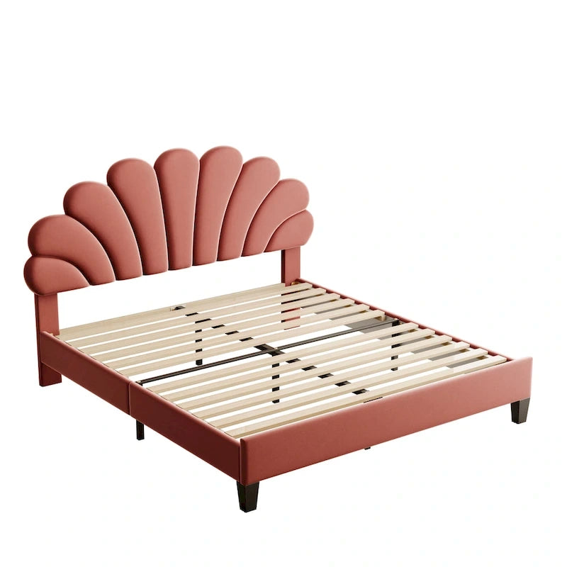 Letto imbottito con testiera floreale