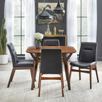 Sedie da pranzo in similpelle stile Mid-Century Modern, set da 2 - Nero e Noce