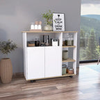  Serbia Kitchen Island, One Cabinet, Four Open Shelves