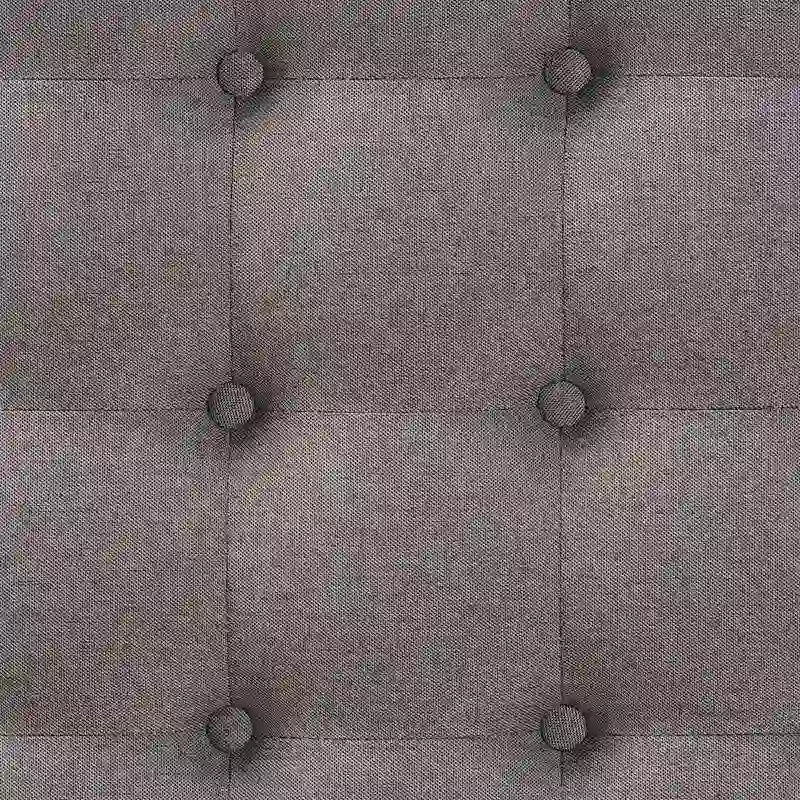 Pouf da cocktail imbottito capitonné con ripiano inferiore - Finitura noce
