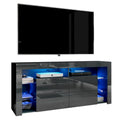 Mobile TV Moderno Lucido da 155 cm con Luci LED e Spazio Contenitivo