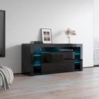 Mobile TV Moderno Lucido da 155 cm con Luci LED e Spazio Contenitivo