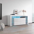 Mobile TV Moderno Lucido da 155 cm con Luci LED e Spazio Contenitivo