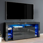 Mobile TV Moderno Lucido da 155 cm con Luci LED e Spazio Contenitivo