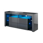 Mobile TV Moderno Lucido da 155 cm con Luci LED e Spazio Contenitivo
