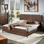 Letto a piattaforma "Military Campaign" a basso profilo con staffe decorative dorate