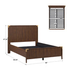 Letto a piattaforma "Military Campaign" a basso profilo con staffe decorative dorate