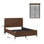 Letto a piattaforma "Military Campaign" a basso profilo con staffe decorative dorate