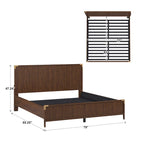 Letto a piattaforma "Military Campaign" a basso profilo con staffe decorative dorate