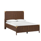 Letto a piattaforma "Military Campaign" a basso profilo con staffe decorative dorate