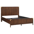 Letto a piattaforma "Military Campaign" a basso profilo con staffe decorative dorate