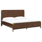 Letto a piattaforma "Military Campaign" a basso profilo con staffe decorative dorate