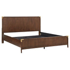 Letto a piattaforma "Military Campaign" a basso profilo con staffe decorative dorate