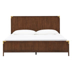 Letto a piattaforma "Military Campaign" a basso profilo con staffe decorative dorate