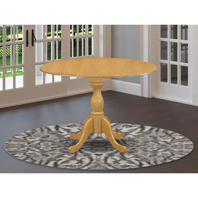  Dublin Modern Kitchen Table - a Round Dining Table Top with Dropleaf & Pedestal Base, (Finish Option)