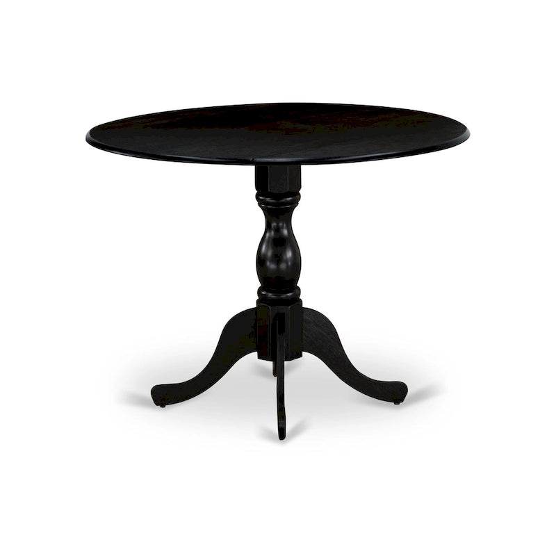 Tavolo da cucina moderno Dublin - un piano tavolo rotondo con ribalte e base a piedistallo, (Opzione finitura)