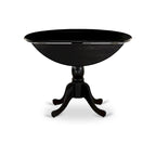 Tavolo da cucina moderno Dublin - un piano tavolo rotondo con ribalte e base a piedistallo, (Opzione finitura)